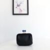 COACH prse kiss lock print solid color coin purse Black