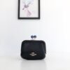 COACH prse kiss lock print solid color coin purse Black