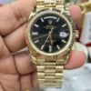 Rolex Day-Date 228238 Black Crystal Dial Yellow Gold President Bracelet Swiss 3255 Movement