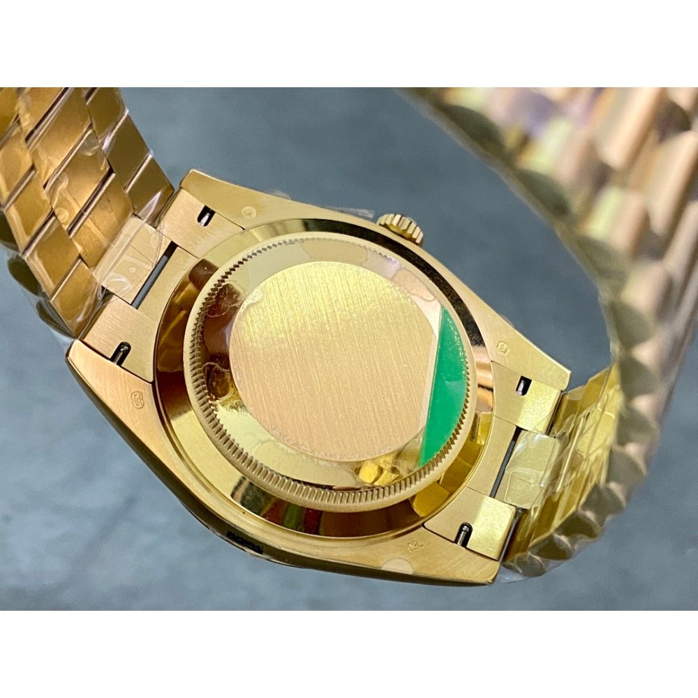 Rolex Day-Date 228238 Yellow Gold Green Crystal Dial Gain Weight President Bracelet 3255 Movement