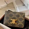 Triomphe compact wallet in shiny calfskin brown monogram