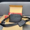 Crossbody Chest Bag for Men, Black Embossed, Size: 125 x 18 cm