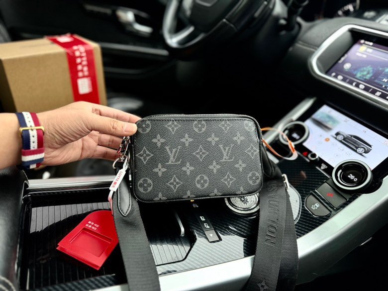 Shoulder Crossbody Bag Chest Bag Men's Black Size 18.5/11/6.5cm