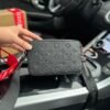 Crossbody Chest Bag Men's Black Embossed Size 18.5/11/6.5cmp