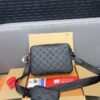Crossbody Chest Bag for Men, Black Embossed, Size: 125 x 18 cm